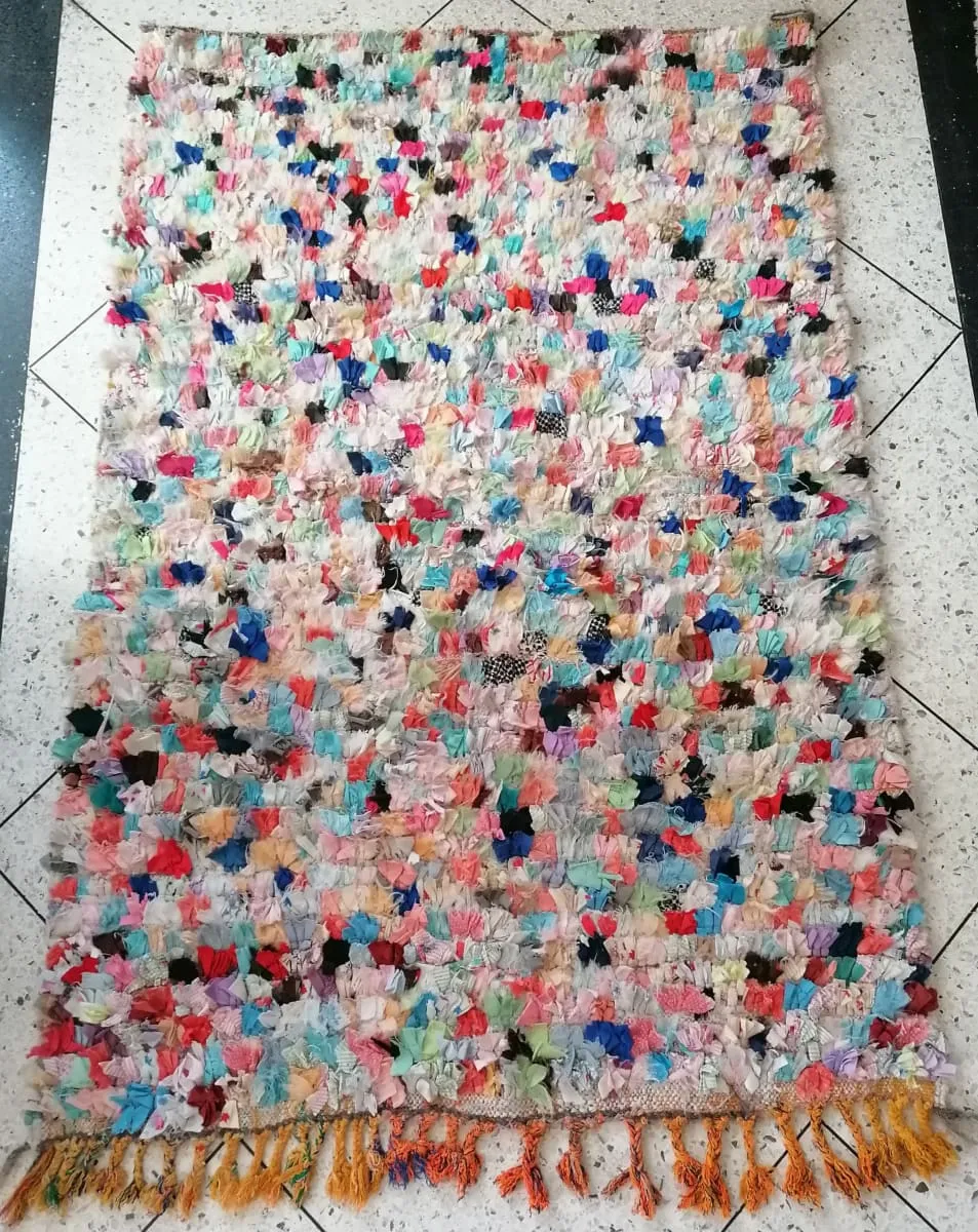 64,5" x 43" Moroccan Hand Knotted Rug, Colorful Bohemian Rug