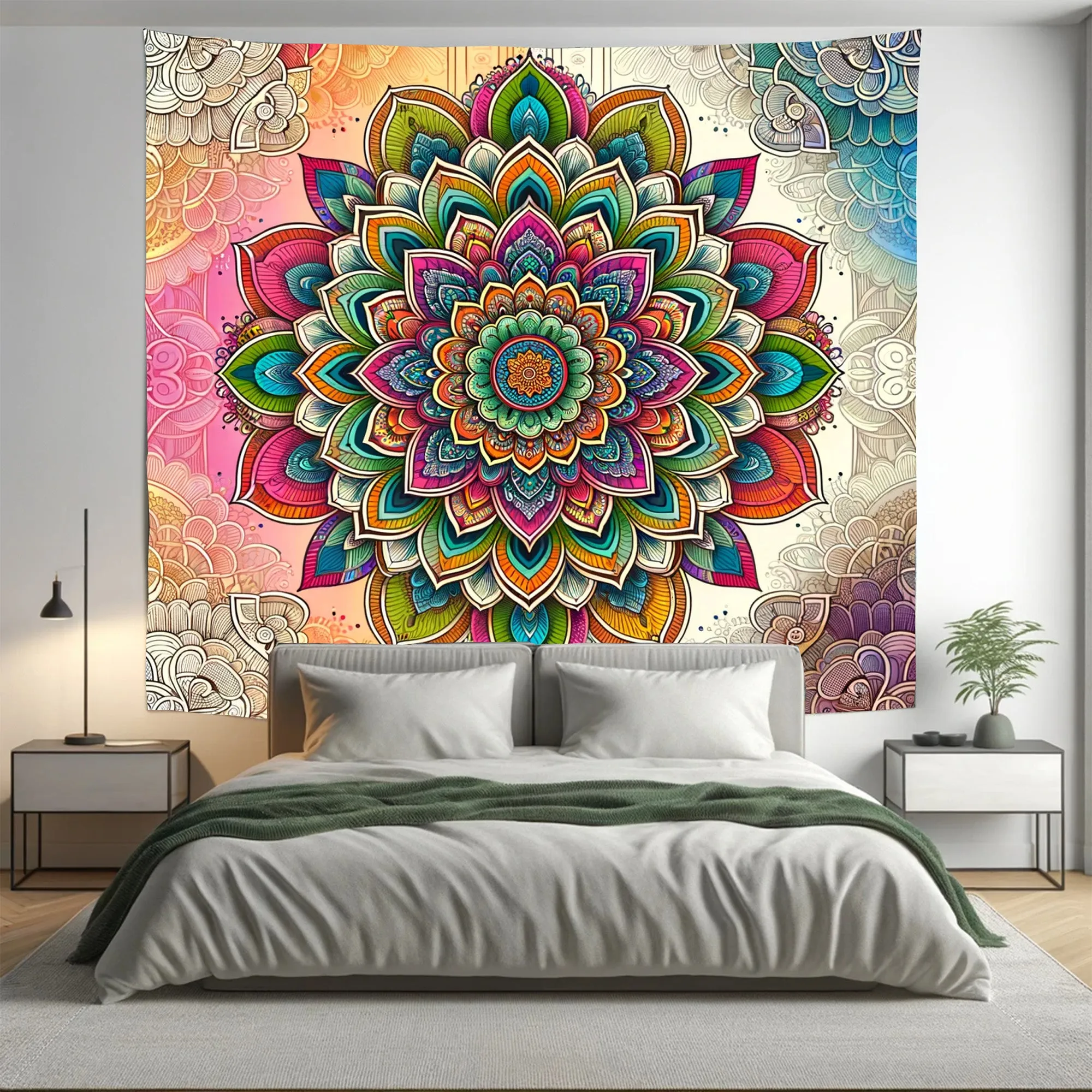 Bohemian Colourful Joy Indian Mandala Tapestry Psychedelic Wall Hanging Boho Decor