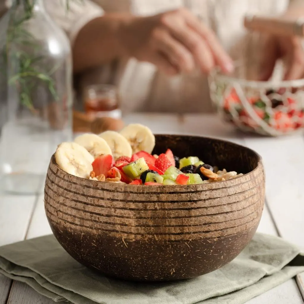 Coconut Bowls & Wooden Spoon Combo (Coco Shell Bowl): Classic Design
