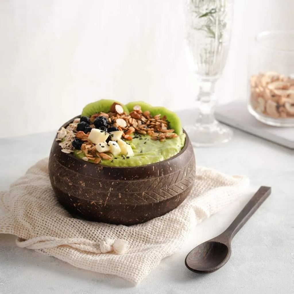 Coconut Bowls & Wooden Spoon Combo (Coco Shell Bowl): Classic Design