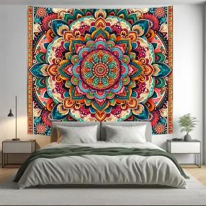 Colourful Indian Mandala Tapestry Psychedelic Wall Hanging Boho Decor