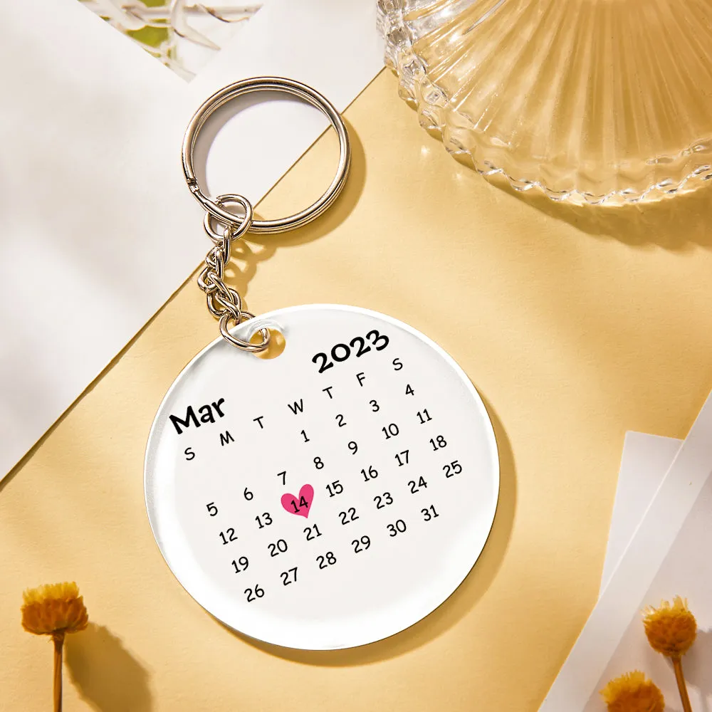 Custom Music Song Calendar Keychains Scannable Spotify Code Acrylic Gifts for Couple