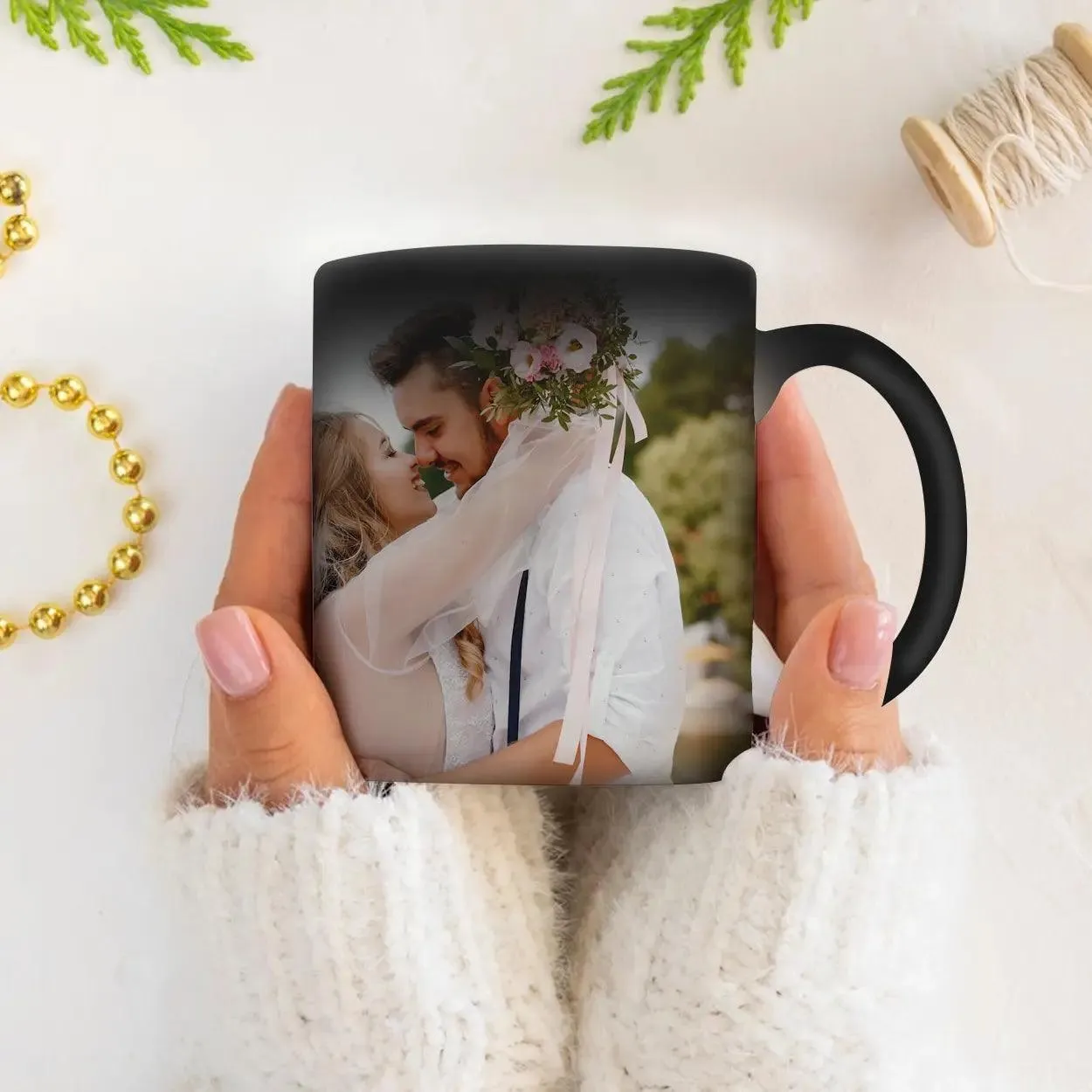 Custom Pictogram with Monogram Heat Activated Magic Mug