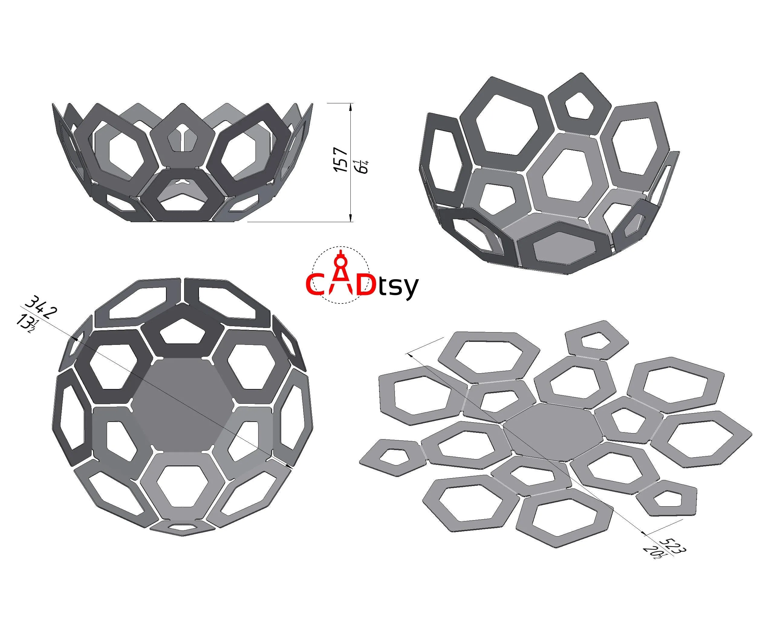 Decorative Metal Fruit Bowl DXF / SVG CNC Laser / Plasma Cutting Files