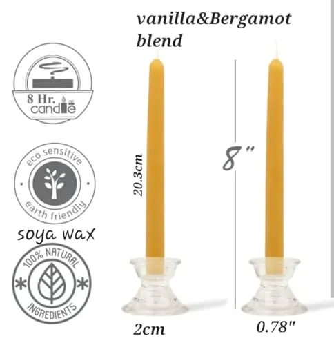 E_glaze Taper Gold Leaf Candles l Set of 3 l 8" l scented l Gold flakes |(Colorful taper candles with golden leaf foils)