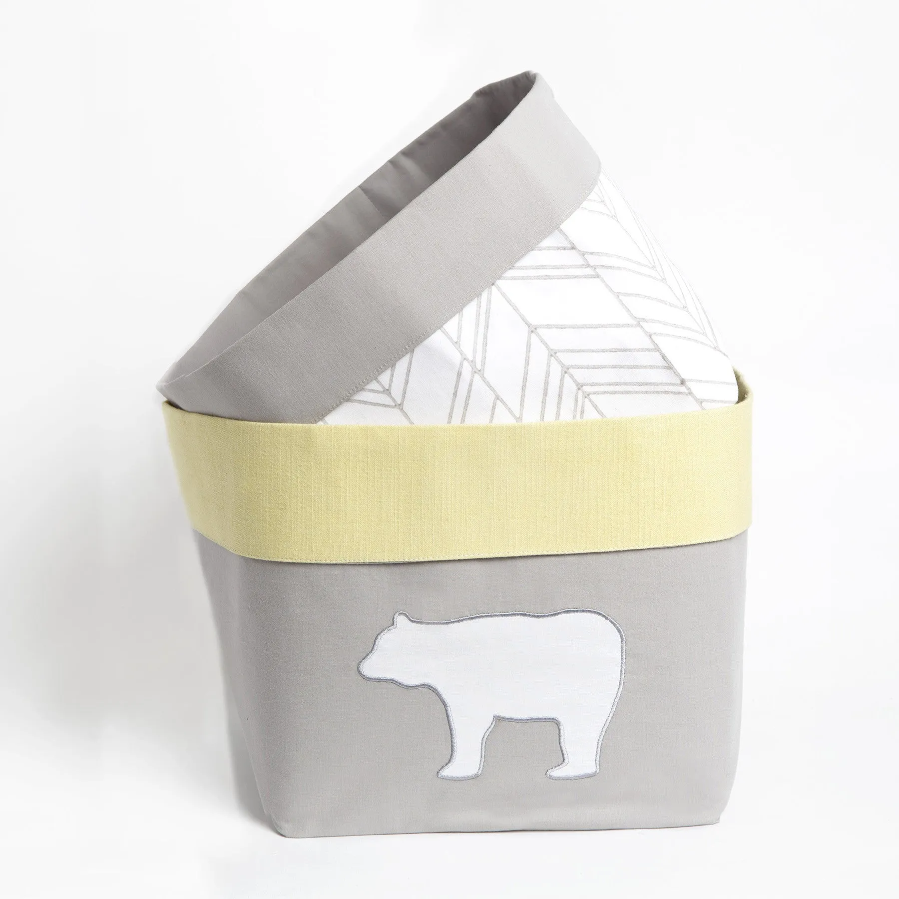 Fabric Storage Baskets <br> Multicolour Bear, Set of 2<br><span style="font-size: 10px;">Can be Personalised</span>