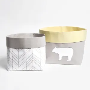 Fabric Storage Baskets <br> Multicolour Bear, Set of 2<br><span style="font-size: 10px;">Can be Personalised</span>