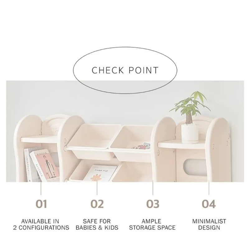IFAM Design Storage Rack & Bookshelf (2 Large 4 Small Baskets) - White