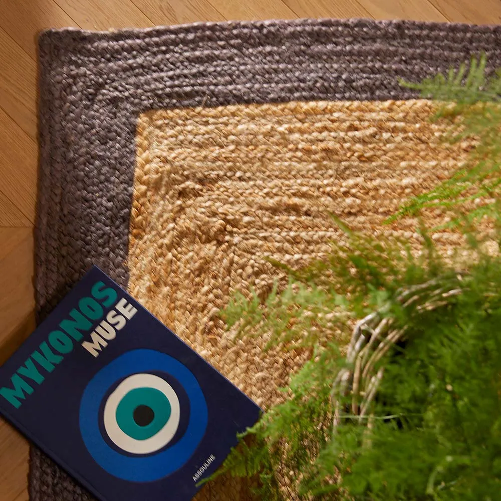 Jute Border Rug Grey
