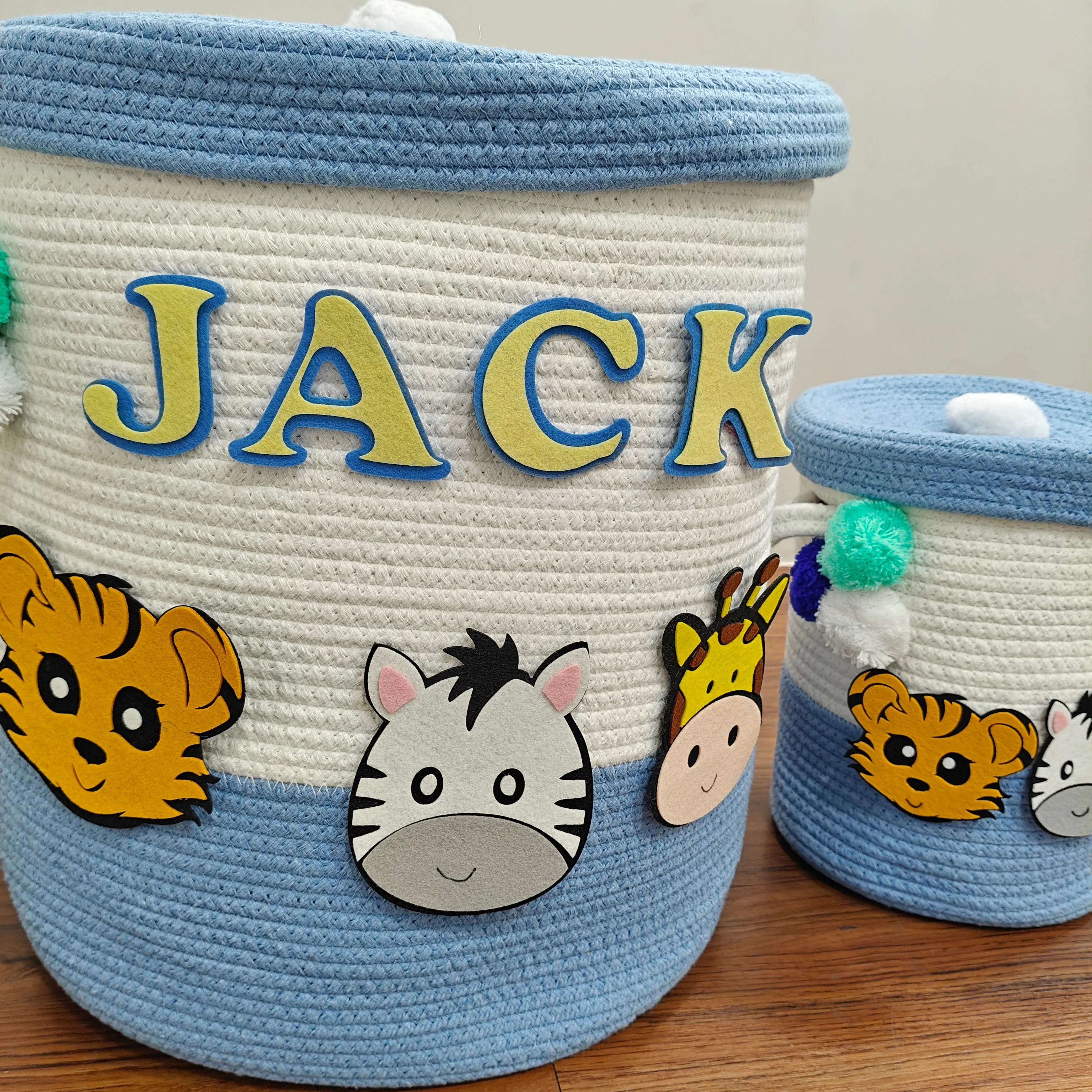 Jute Cotton Storage Basket with Lid - Zooblu