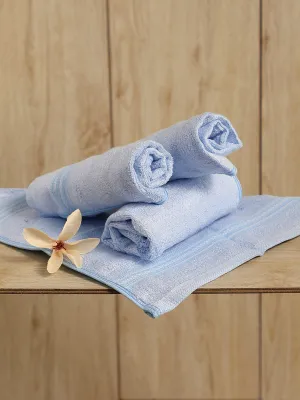Light Blue Cotton Solid 600 GSM Face Towel (Pack of 4)