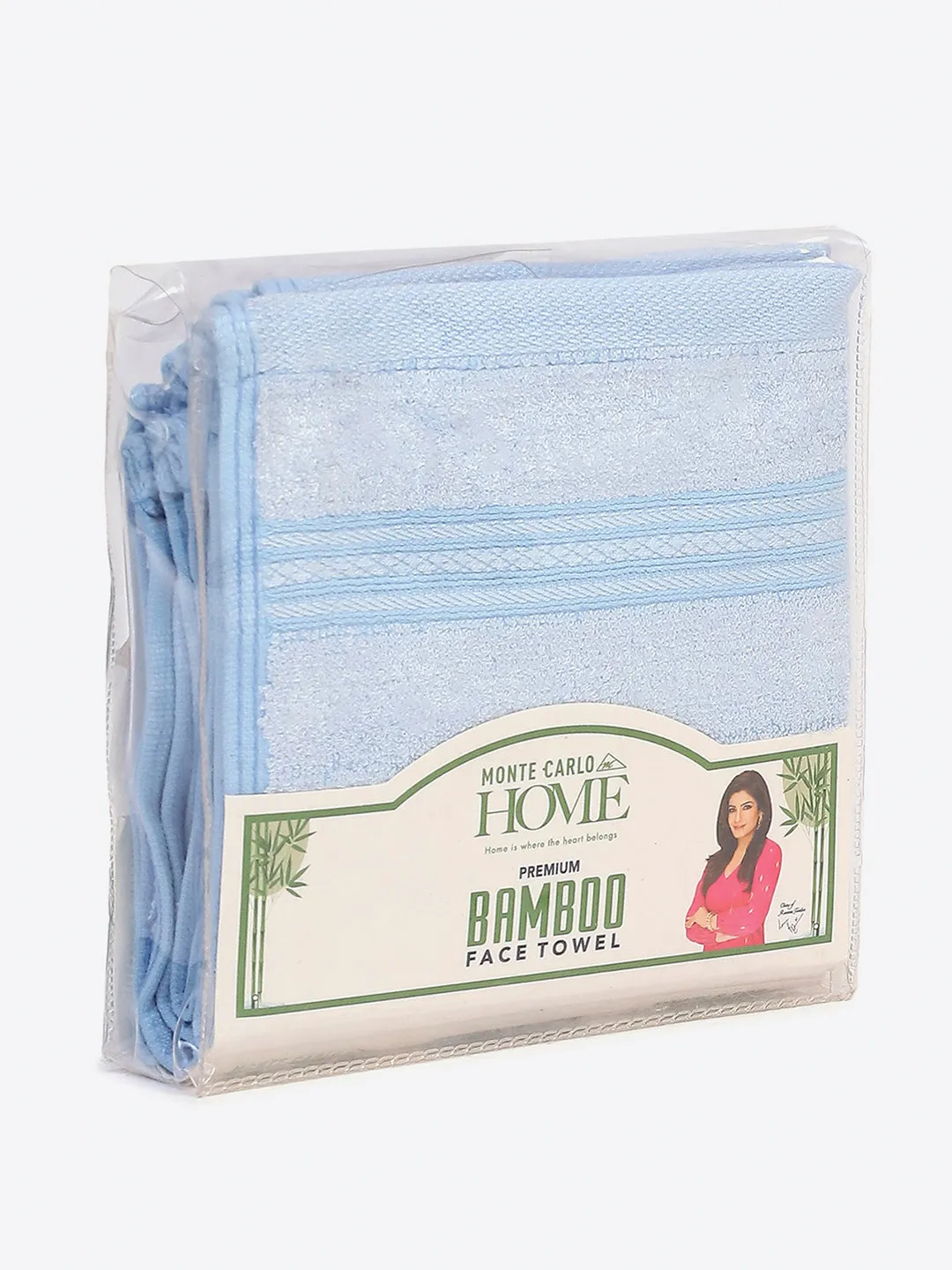 Light Blue Cotton Solid 600 GSM Face Towel (Pack of 4)
