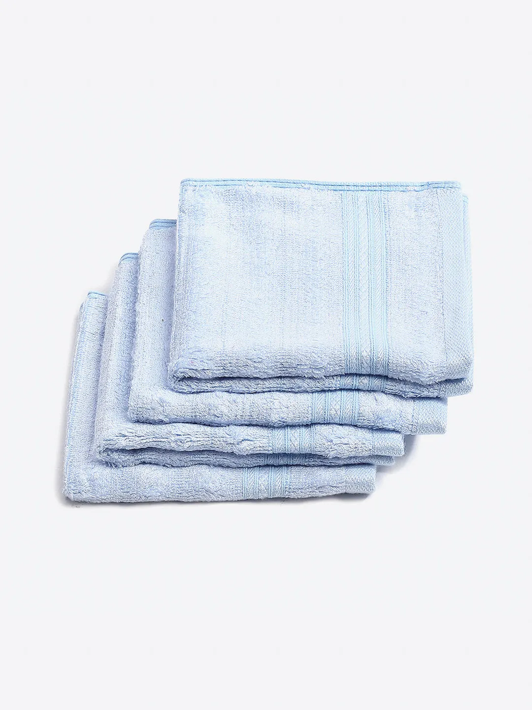 Light Blue Cotton Solid 600 GSM Face Towel (Pack of 4)