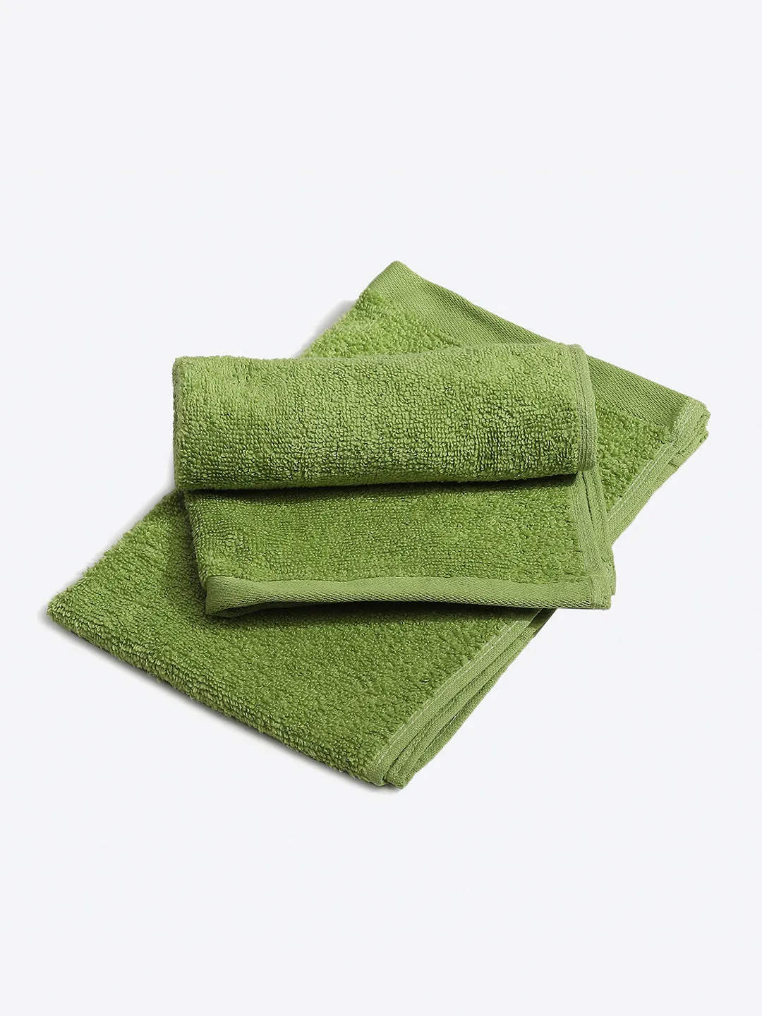 Light Green Cotton Solid 350 GSM Hand Towel (Pack of 2)