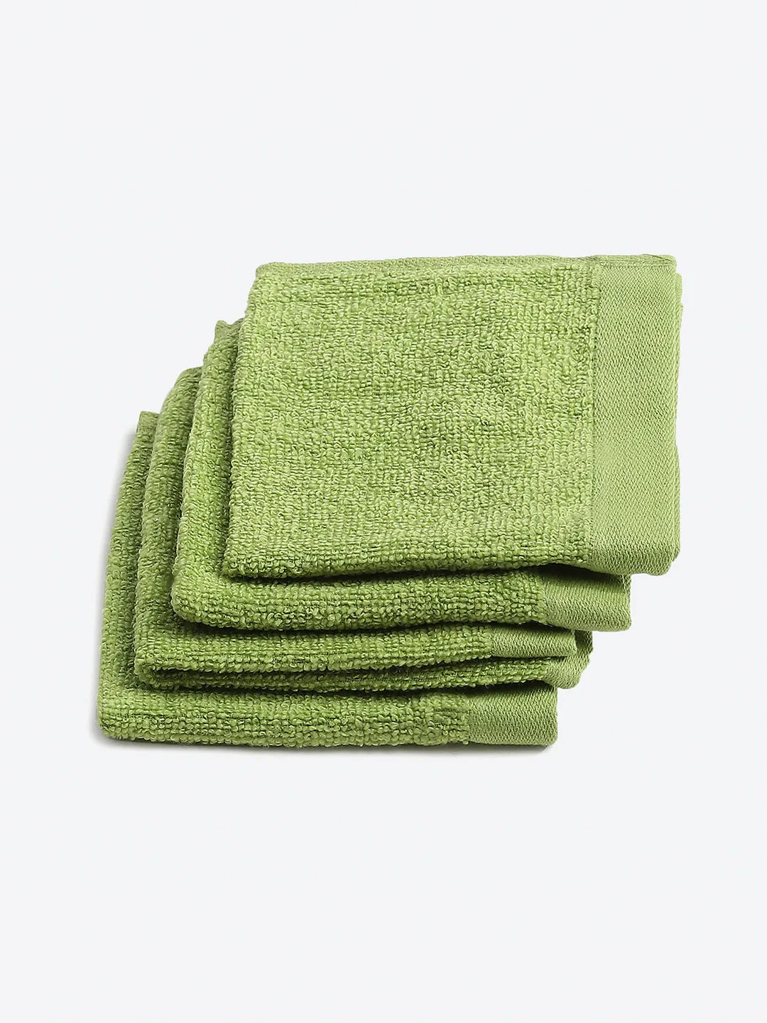 Light Green Cotton Solid 600 GSM Face Towel (Pack of 4)
