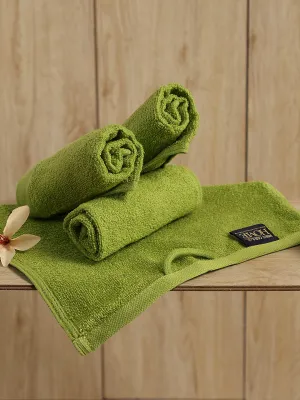 Light Green Cotton Solid 600 GSM Face Towel (Pack of 4)