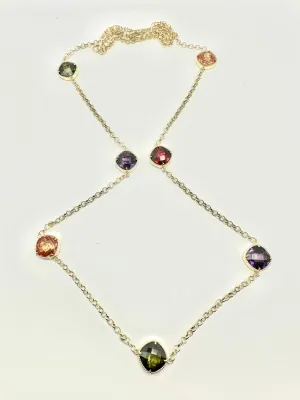 Long Necklace with Multicolor Stones