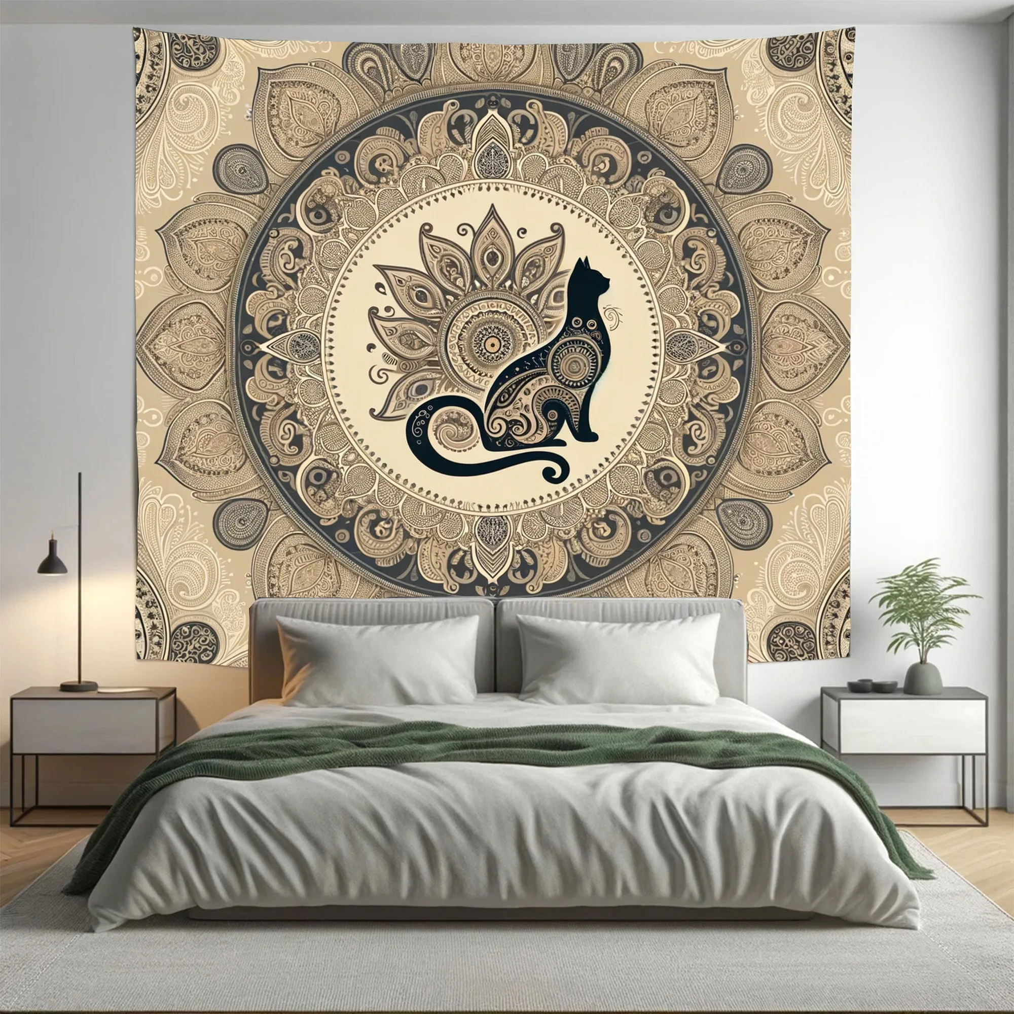 Mocha Bloom Spirit Indian Mandala Tapestry Psychedelic Wall Hanging Boho Decor