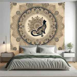 Mocha Bloom Spirit Indian Mandala Tapestry Psychedelic Wall Hanging Boho Decor