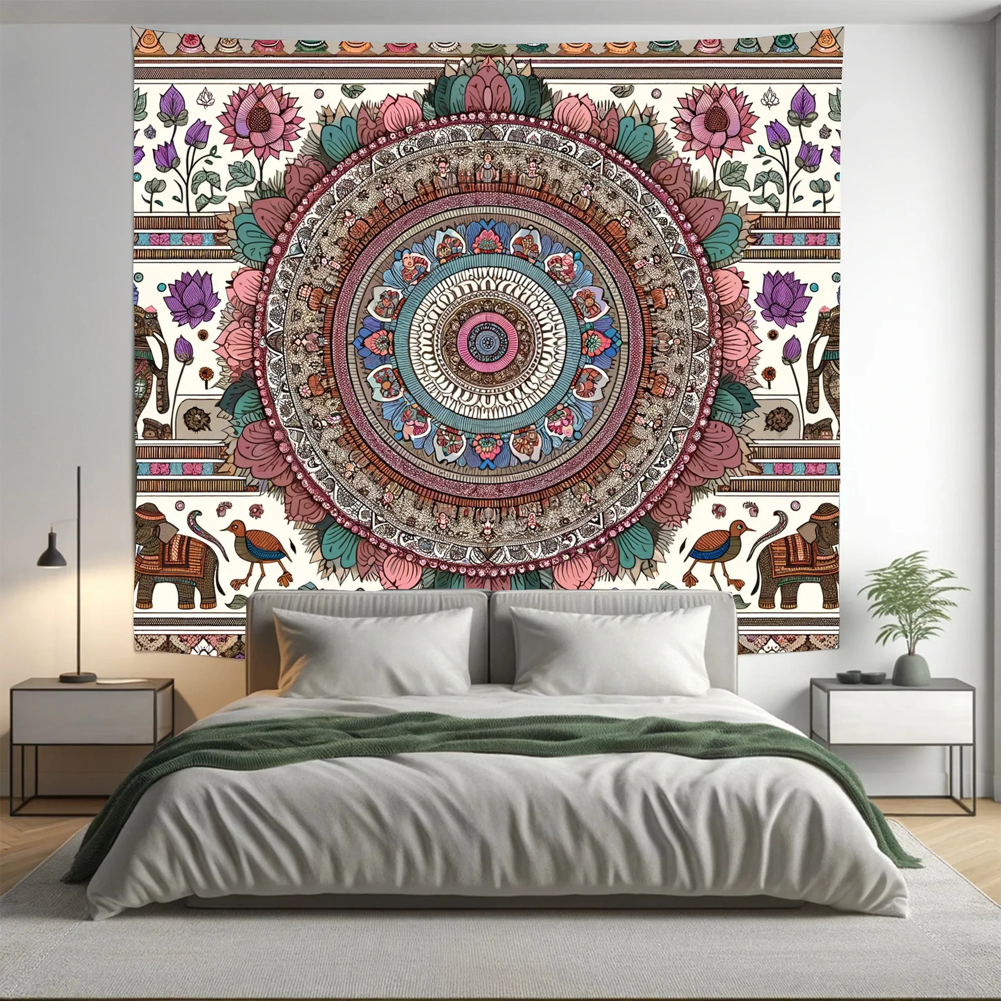MultiColour Elephant Indian Mandala Tapestry Psychedelic Wall Hanging Boho Decor (Copy)