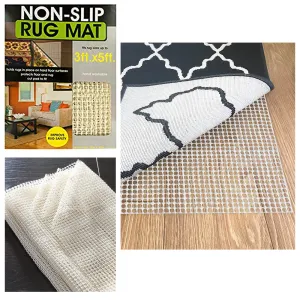 Non Skid Slip Area Rug Mat Pad Underlay NonSkid Pads Protective Carpet Grip 5 FT