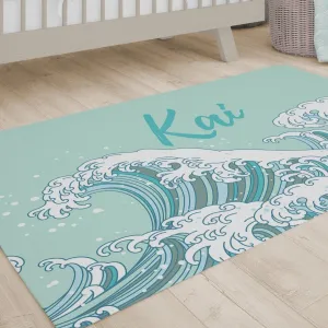 Ocean Tidal Waves Personalized Nursery Rug