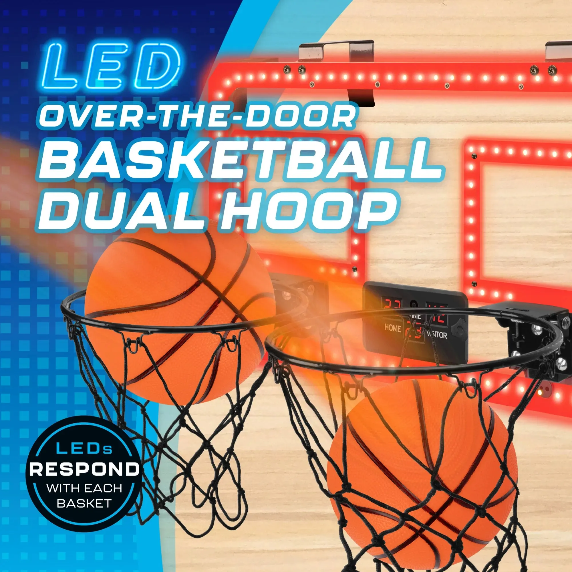Over-the-Door Basketball Dual Hoop, Indoor Sports Game, Plastic, for All Ages, by MinnARK