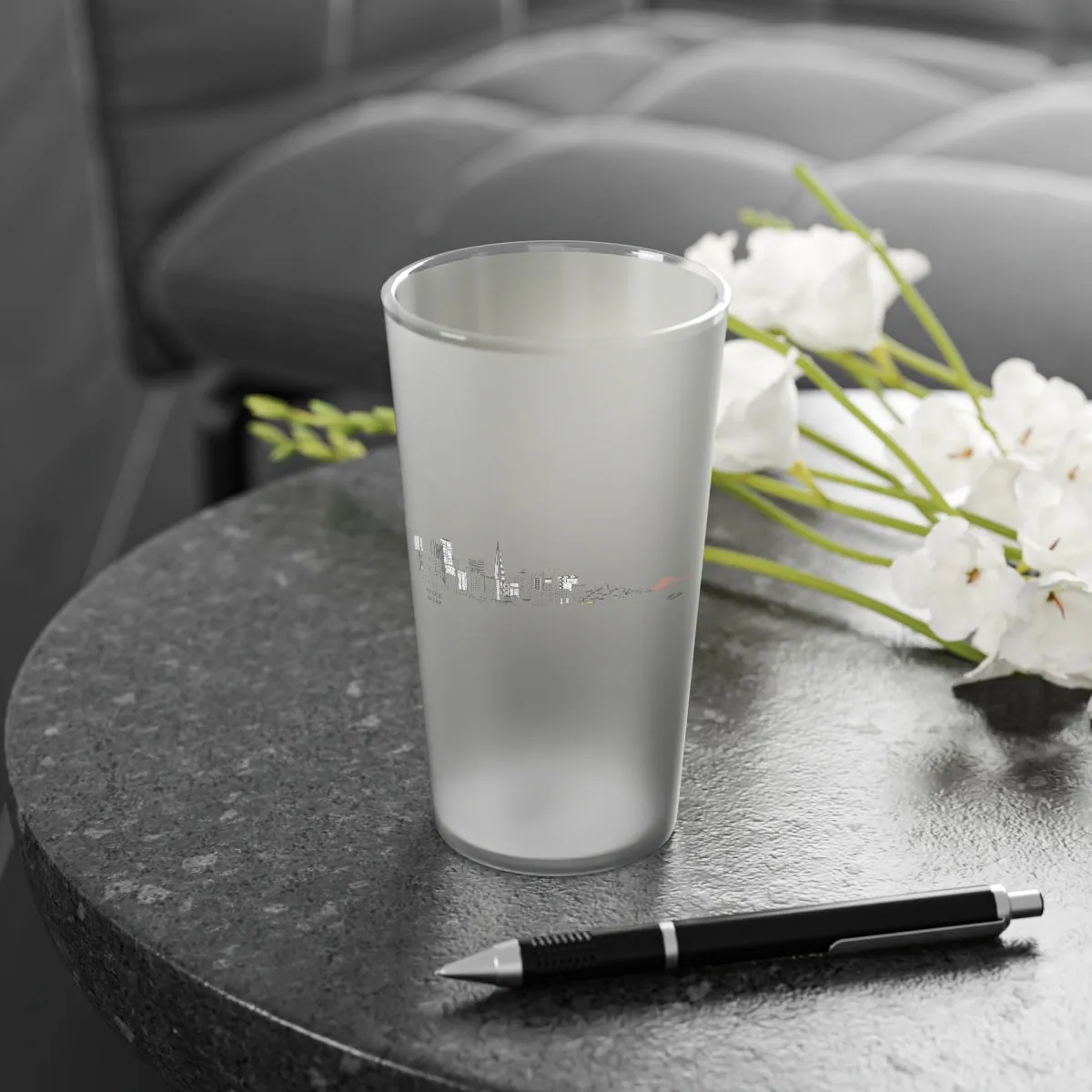 Pacific Ocean Frosted Pint Glass, 16oz