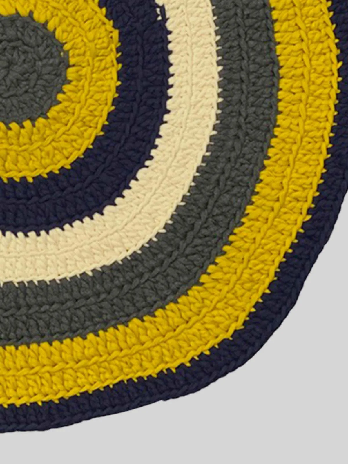 Round Rug Mustard-offwhite-Navy