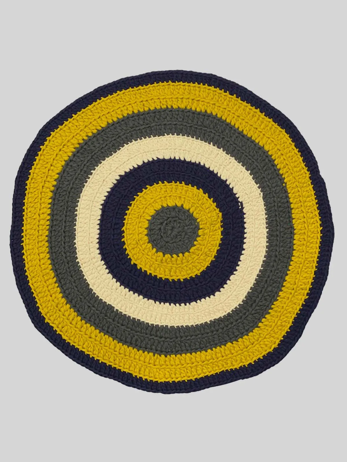 Round Rug Mustard-offwhite-Navy