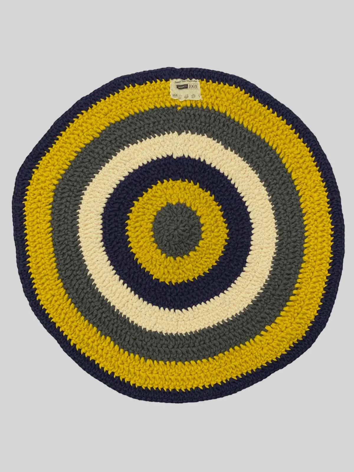 Round Rug Mustard-offwhite-Navy