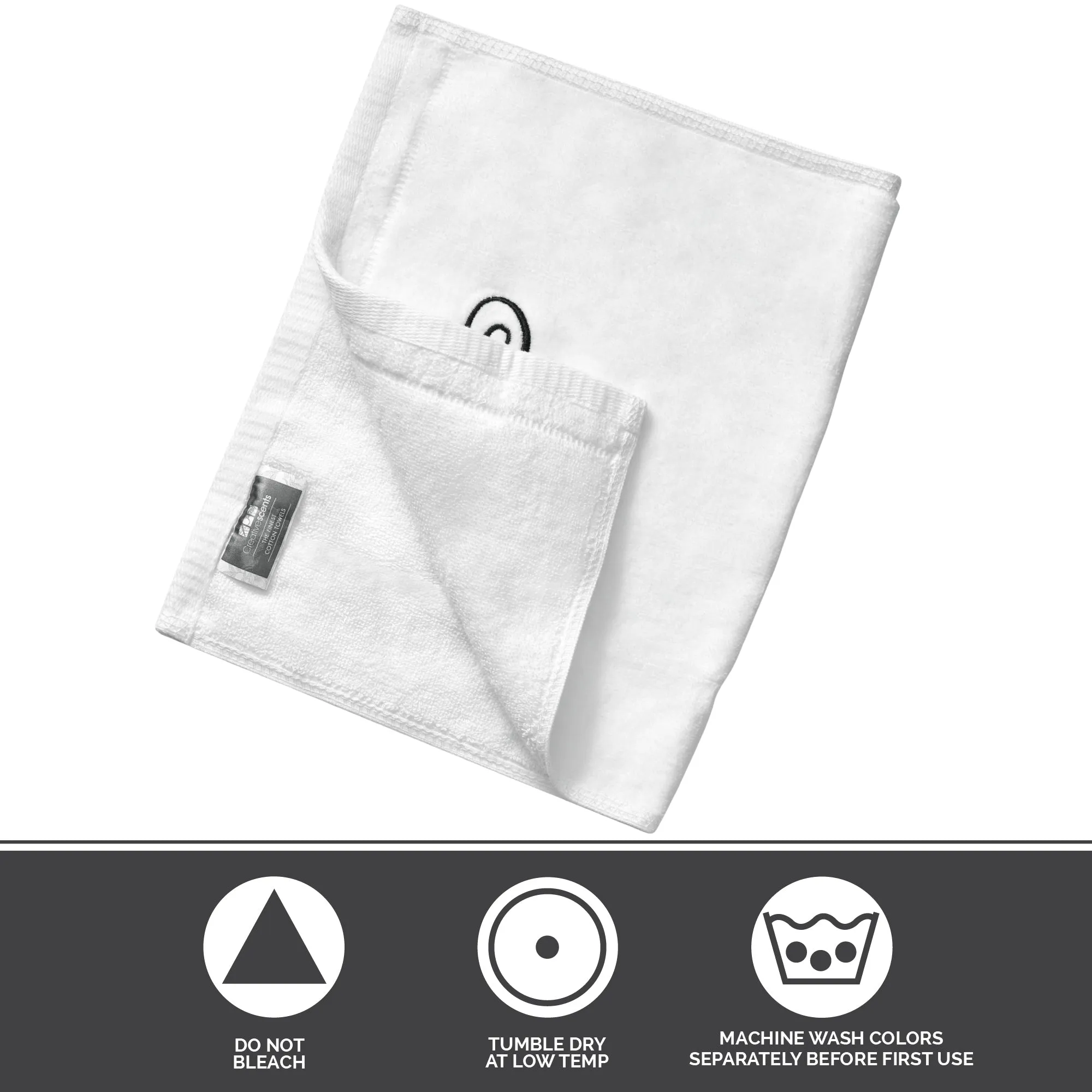 Set of 2 White Monogrammed Towel - Black Embroidered - Initial  K