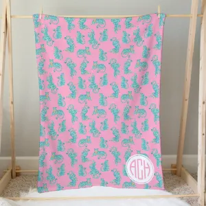 Southern Preppy Tiger Monogrammed Minky Blanket